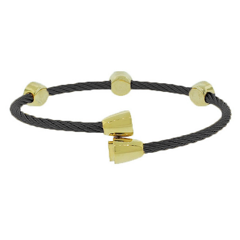 Fashion Alloy Black Twisted Cable Multicolor Evil Eye Bangle Bracelet