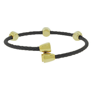 Fashion Alloy Black Twisted Cable Multicolor Evil Eye Bangle Bracelet