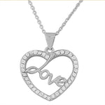 925 Sterling Silver Love Heart White CZ Pendant Necklace