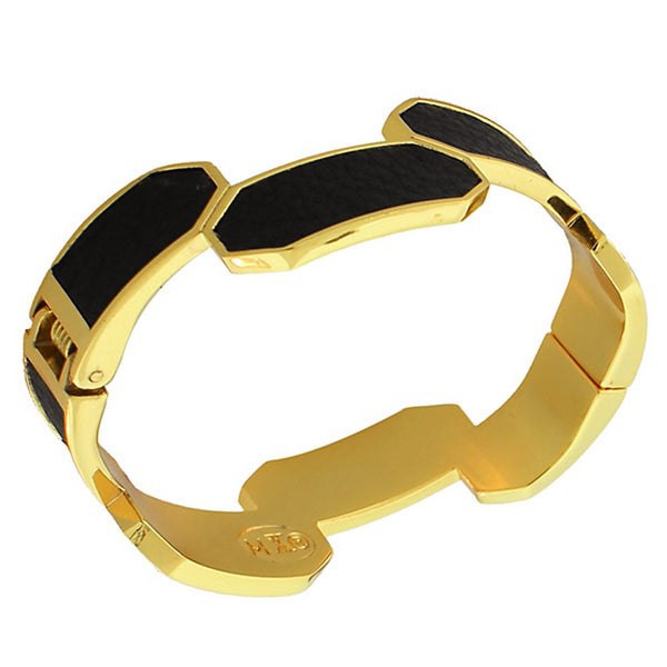 Black Leather Face Bangle