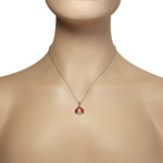 925 Sterling Silver White CZ Womens Red Ladybug Pendant Necklace
