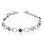 925 Sterling Silver White Multicolor CZ Classic Tennis Bracelet