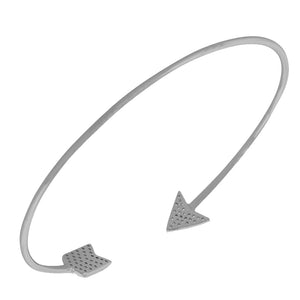 925 Sterling Silver White Clear CZ Arrow Open End Bangle Bracelet