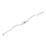 Sterling Silver White Blue Evil Eye Protection Link Chain Bracelet