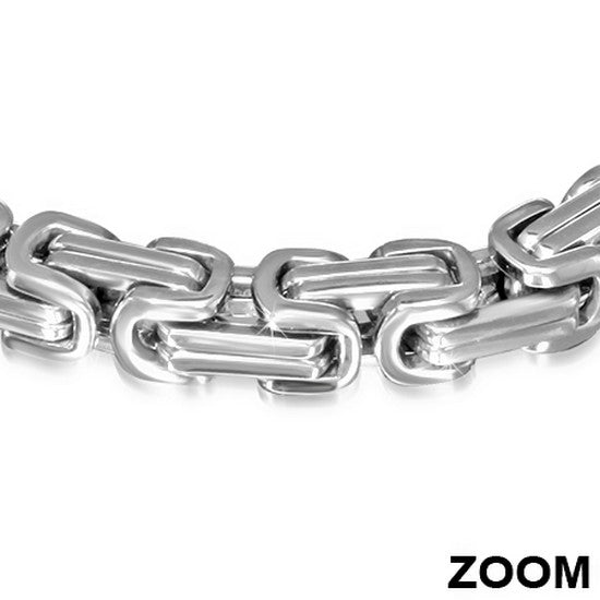 Stainless Steel Silver-Tone Mens Classic Link Chain Bracelet with Clasp