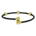 Fashion Alloy Black Yellow Gold-Tone White CZ Evil Eye Bangle Bracelet