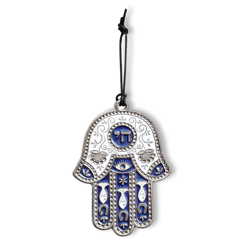 Jewish Chai Living Good Luck Home Wall Decor Multicolor Hamsa Hand - Medium - Made in Israel - Red