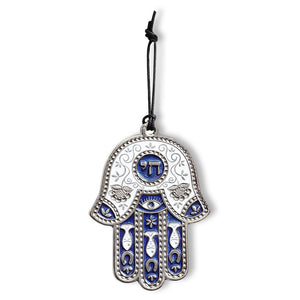 Jewish Chai Living Good Luck Home Wall Decor Multicolor Hamsa Hand - Medium - Made in Israel - Purple