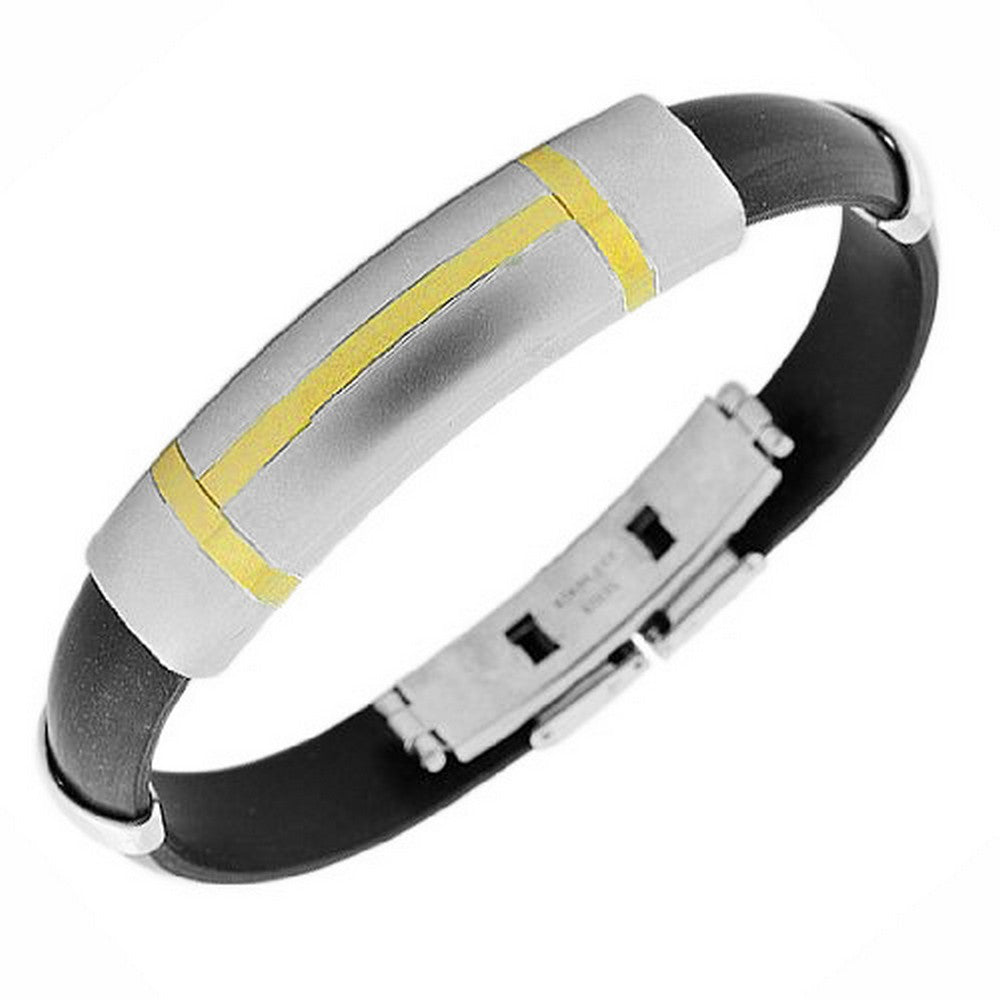 Stainless Steel Gold-Tone and Silver-Tone Faceted Bangle Bracelet