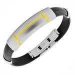 Stainless Steel Gold-Tone and Silver-Tone Faceted Bangle Bracelet
