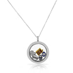 Stainless Steel Silver-Tone Faith Religious Locket Pendant Necklace - Charms Included