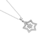 925 Sterling Silver Jewish Star of David White CZ Pendant Necklace