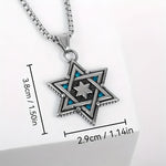 My Daily Styles Stainless Steel Star of David Pendant Necklace with Blue Accents – Jewish Judaica Necklace with 22" Chain for Men & Women