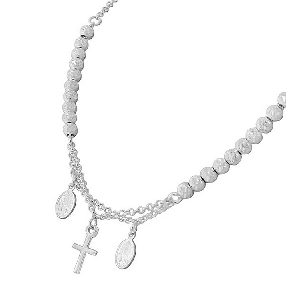 925 Sterling Silver Religious Latin Cross Virgin Mary Christian Necklace Chain