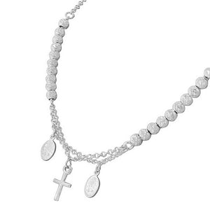 925 Sterling Silver Religious Latin Cross Virgin Mary Christian Necklace Chain