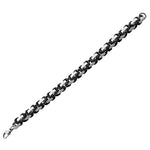 Stainless Steel Black Silver-Tone Men's Classic Link Chain Bracelet