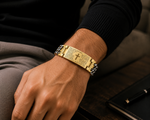 Stainless Steel Two-Tone Men's Religious Lord's Prayer Padre Nuestro Spanish Chain Bracelet