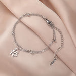 Star of David Bracelet for Women with Chai Symbol, Adjustable Stainless Steel Double Chain Bracelet, Jewish Jewelry Gift, Dainty Charm Bracelet Silver or Gold Tone