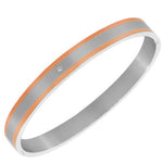 Stainless Steel Rose Gold-Tone Silver-Tone White CZ Matte Polished Oval-Shape Men's Bracelet