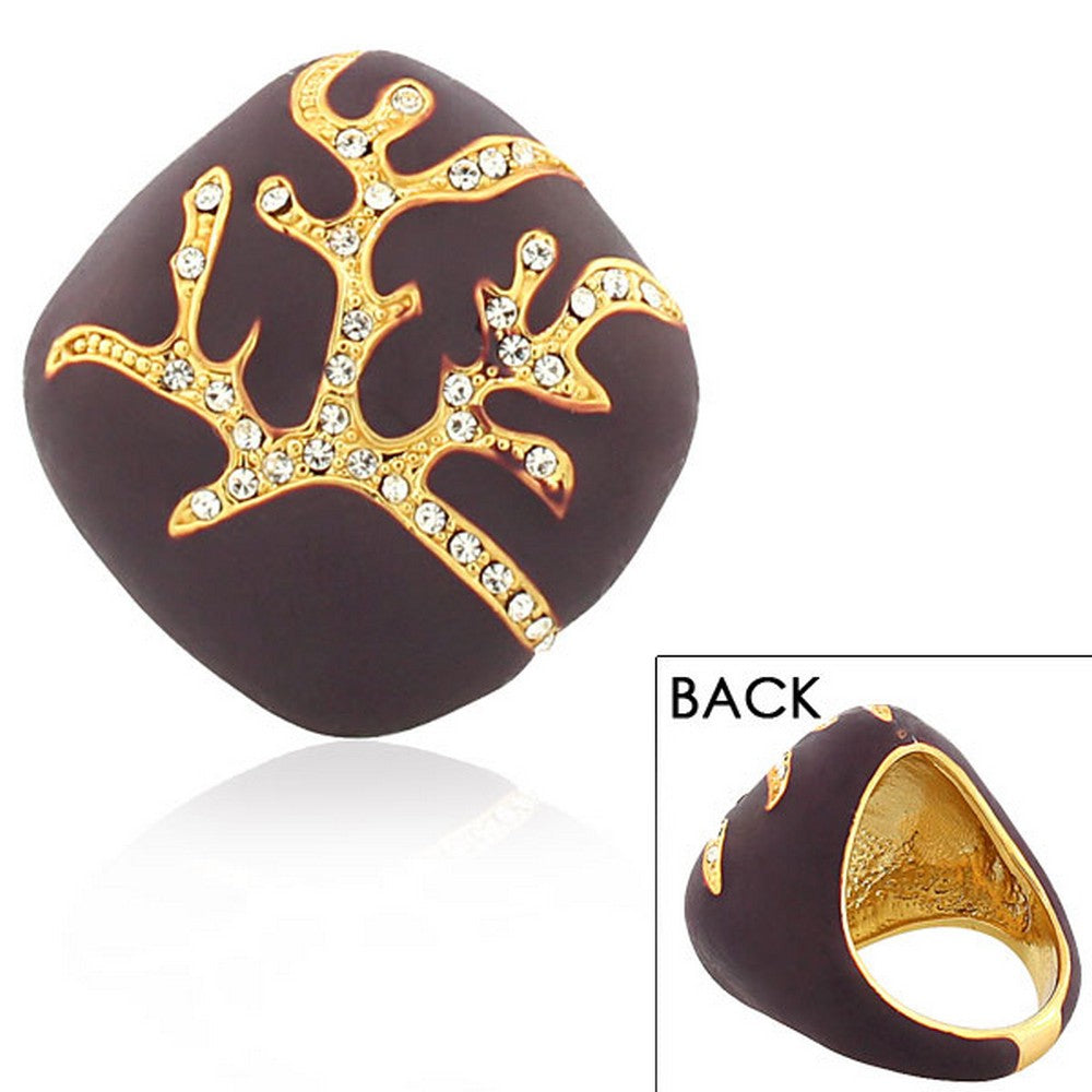 My Daily Styles Fashion Alloy Yellow Gold-Tone Purple White Clear CZ Statement Cocktail Ring