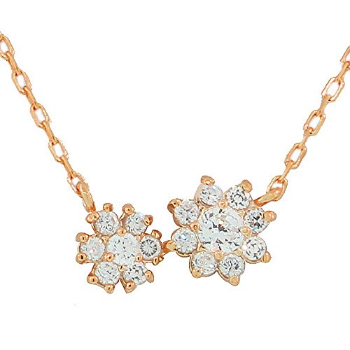 Rose Gold  Flower Cluster Necklace Pendant Sterling Silver
