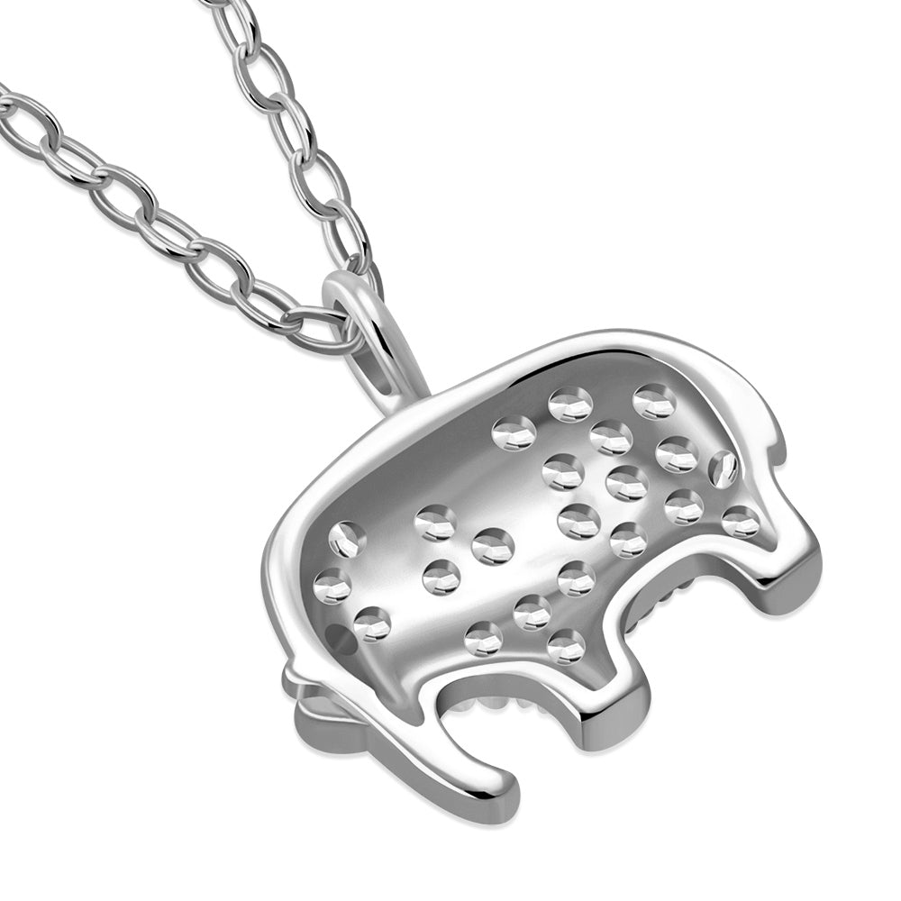 My Daily Styles 925 Sterling Silver Small Elephant CZ Pendant Necklace - 18" Silver Chain Included