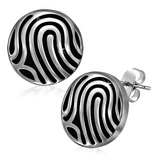 Stainless Steel White Silver-Tone Round Classic Womens Girls Stud Earrings