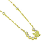 925 Sterling Silver Bezel-Set CZ Horseshoe Butterfly Pendant Necklace, 17"