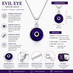 925 Sterling Silver Blue Glass Evil Eye Pendant Necklace with Chain