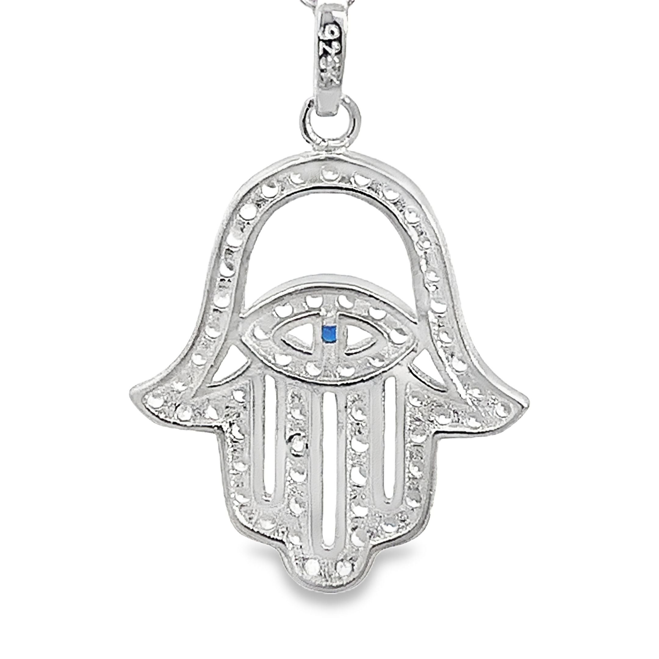 My Daily Styles 925 Sterling Silver Hamsa CZ Pendant Necklace