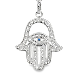 My Daily Styles 925 Sterling Silver Hamsa CZ Pendant Necklace