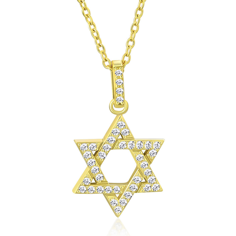925 Sterling Silver Classic Jewish Star of David CZ Pendant Necklace