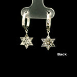 925 Sterling Silver CZ Huggie Dangle Star of David Earrings for Women