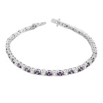 925 Sterling Silver Round White Multicolor CZ Classic Tennis Bracelet