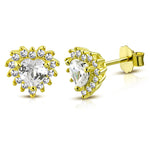 925 Sterling Silver Clear CZ Stud Love Heart Earrings, 0.35"