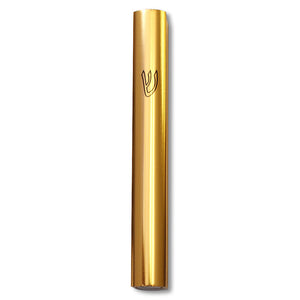Mezuzah Case - Yellow Gold-Tone Aluminum Shin 6"