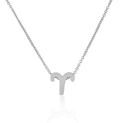 925 Sterling Silver Yellow Gold-Tone Small Zodiac Sign Pendant Necklace - Aries