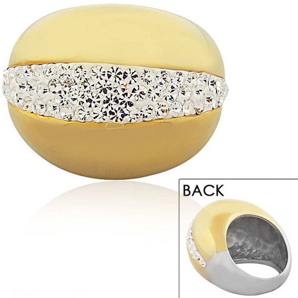 My Daily Styles Stainless Steel Two-Tone White CZ Statement Cocktail Ring