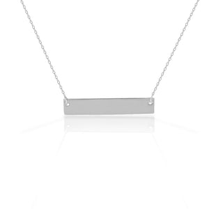 925 Sterling Silver Polished Sideways Bar Pendant Necklace 1.25"