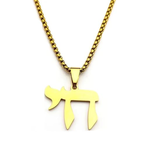 My Daily Styles Men’s Stainless Steel Hebrew Chai Pendant Necklace –24" Sturdy Chain – High Polish Steel or Gold Plated – Jewish Faith Necklace for Men