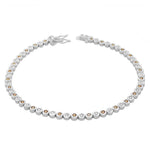 925 Sterling Silver Bezel-Set Round Multicolor CZ Classic Tennis Bracelet