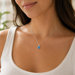925 Sterling Silver Blue Glass Evil Eye Pendant Necklace with Chain