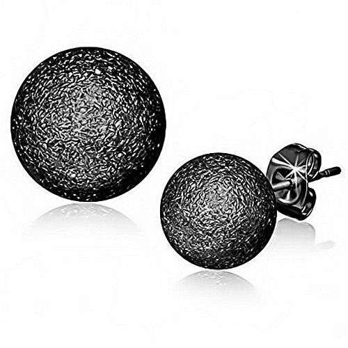 Stainless Steel Yellow Gold-Tone Glitter Womens Girls Round Stud Earrings