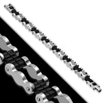 My Daily Styles Stainless Steel Black Silver-Tone Two-Tone Mens Link Chain Bracelet, 8"