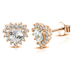925 Sterling Silver Clear CZ Stud Love Heart Earrings, 0.35"