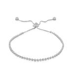 925 Sterling Silver White Clear CZ Adjustable Strand Bracelet