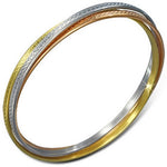 Stainless Steel Gold-Tone Silver-Tone Interlocked Bangle Bracelet Set