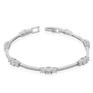 925 Sterling Silver White Clear CZ Classic Bridal Tennis Bracelet