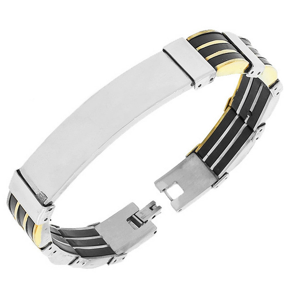 Stainless Steel Multi-Tone Men's Link Bracelet