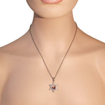 Stainless Steel Silver-Tone Clear Multicolor CZ Jewish Star of David Pendant Necklace